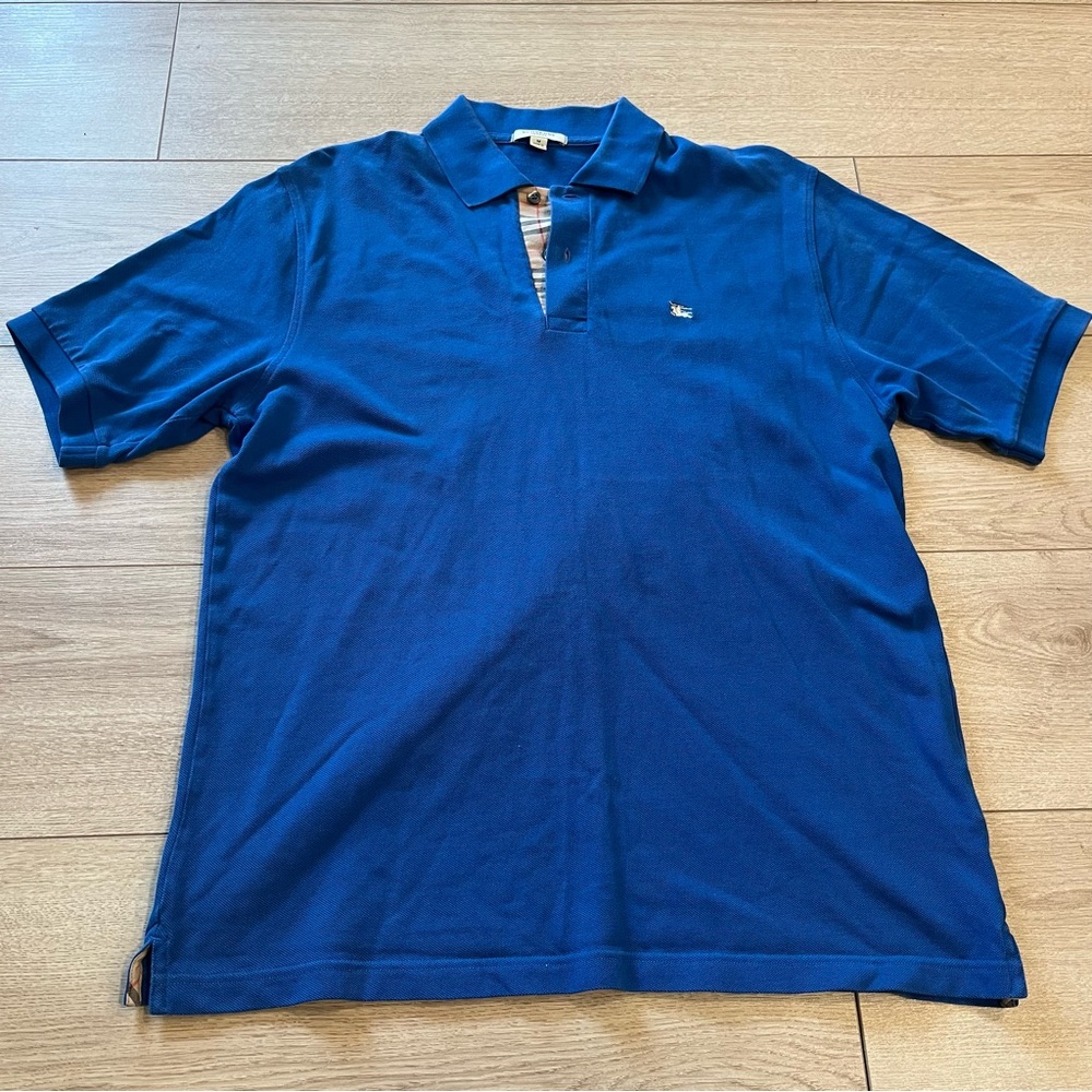 Burberry London Men’s Short Sleeve Blue Cotton Polo Shirt Size M